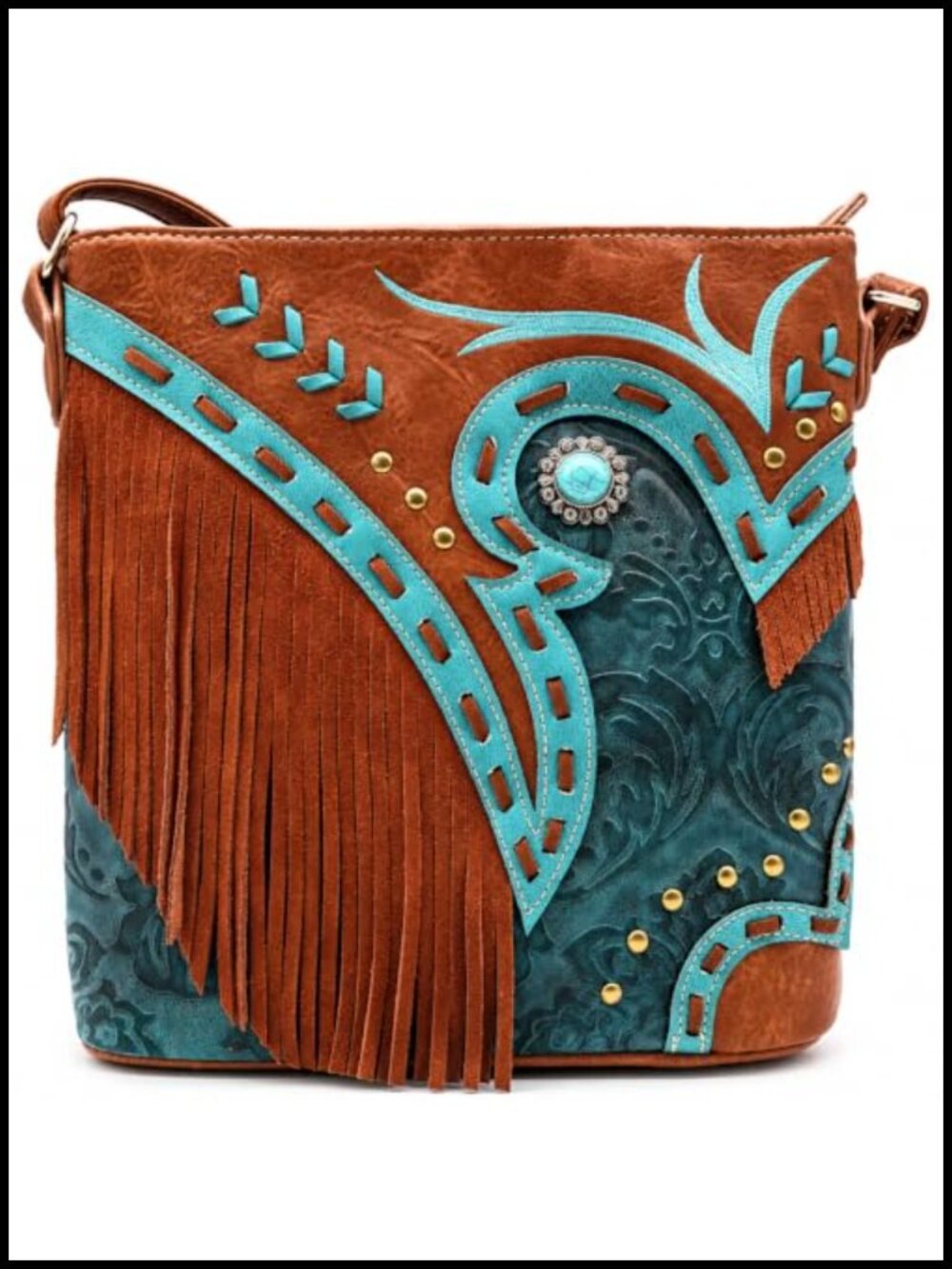 Western Fringe Crossbody Purse with Concealed Carry Pocket, Faux Leather